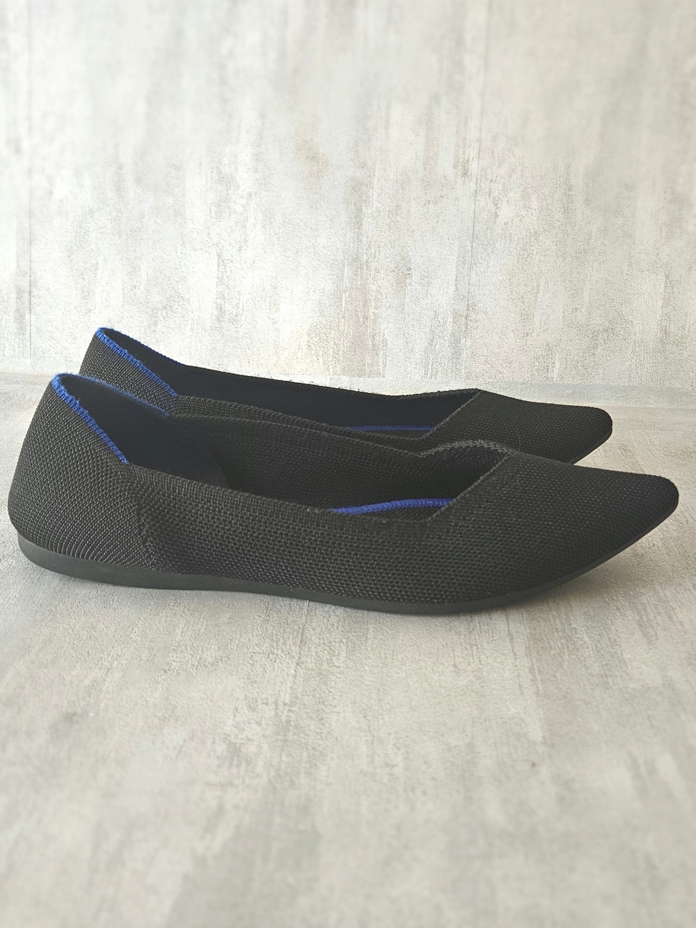 ROTHY'S The Point Black Knit Pointed Toe Flats - Women's Size 7.5 - Picture 4 of 14